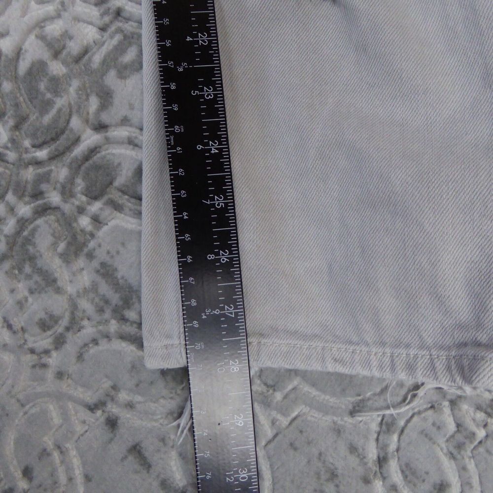 American Eagle Mom Jeans Size 12 Gray Light Wash Stretch Destroyed Distressed - Picture 15 of 16